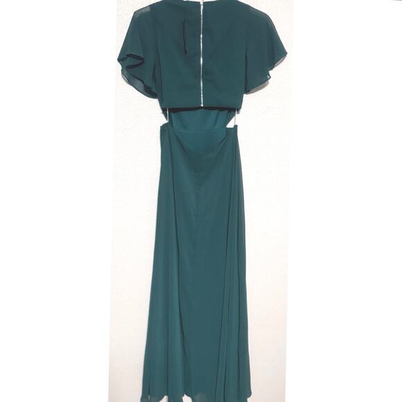 Lulus NWT Emerald Green Garden Bliss Maxi Dress Small Cut Out Formal Bridesmaid - Picture 6 of 9